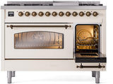 Nostalgie II 48 Inch Dual Fuel Liquid Propane Freestanding Range in Antique White with Bronze Trim