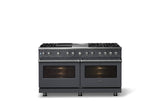 60"W.Dual Fuel Range (Finish: Cast Black, Trim: Polished Chrome, Fuel: Natural Gas)