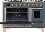 Majestic II 48 Inch Dual Fuel Natural Gas Freestanding Range in Blue Grey with Copper Trim