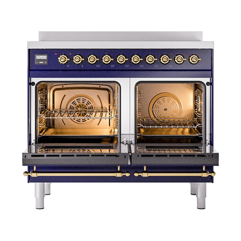 ILVE UNDI406QNMPMBG Nostalgie II Noblesse 40 inch Induction Range (Solid Door, Midnight Blue, Brass)