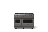 48"W. Sealed Burner Gas Range (Burner: 8b, Finish: Damascus Gray, Trim: Polished Chrome, Fuel: Natural Gas)