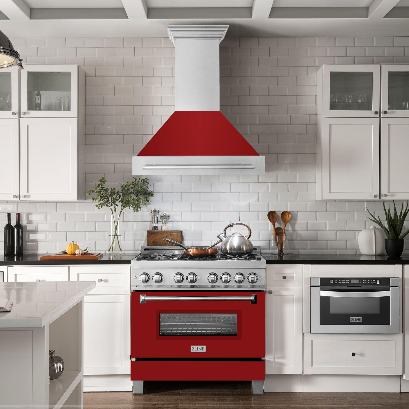 ZLINE 36 in. DuraSnow Stainless Steel Range Hood with DuraSnow Shell (8654SNX-36) [Color: Red Matte]