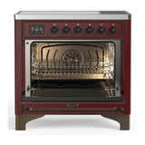 ILVE UMIB36NR3BUB Majestic III 36 inch Induction Range with 6 Elements, 3.5 cu. ft. Total Oven Capacity (Triple Glass Door, Burgundy, Burnished)