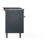 ILVE UN60FSQNMPBGPLP Nostalgie II Noblesse 60 inch Dual Fuel Range (7 Sealed Burners + Griddle + French Top, Liquid Propane, Solid Door, Blue Grey, Copper)