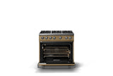 36"W. Sealed Burner Gas Range (Burner: 6b, Finish: Golden Hour, Trim: Polished Chrome, Fuel: Natural Gas)