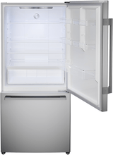 100 Series, free-standing fridge-freezer with freezer at bottom, Brushed steel (with anti-fingerprint), Total No Frost