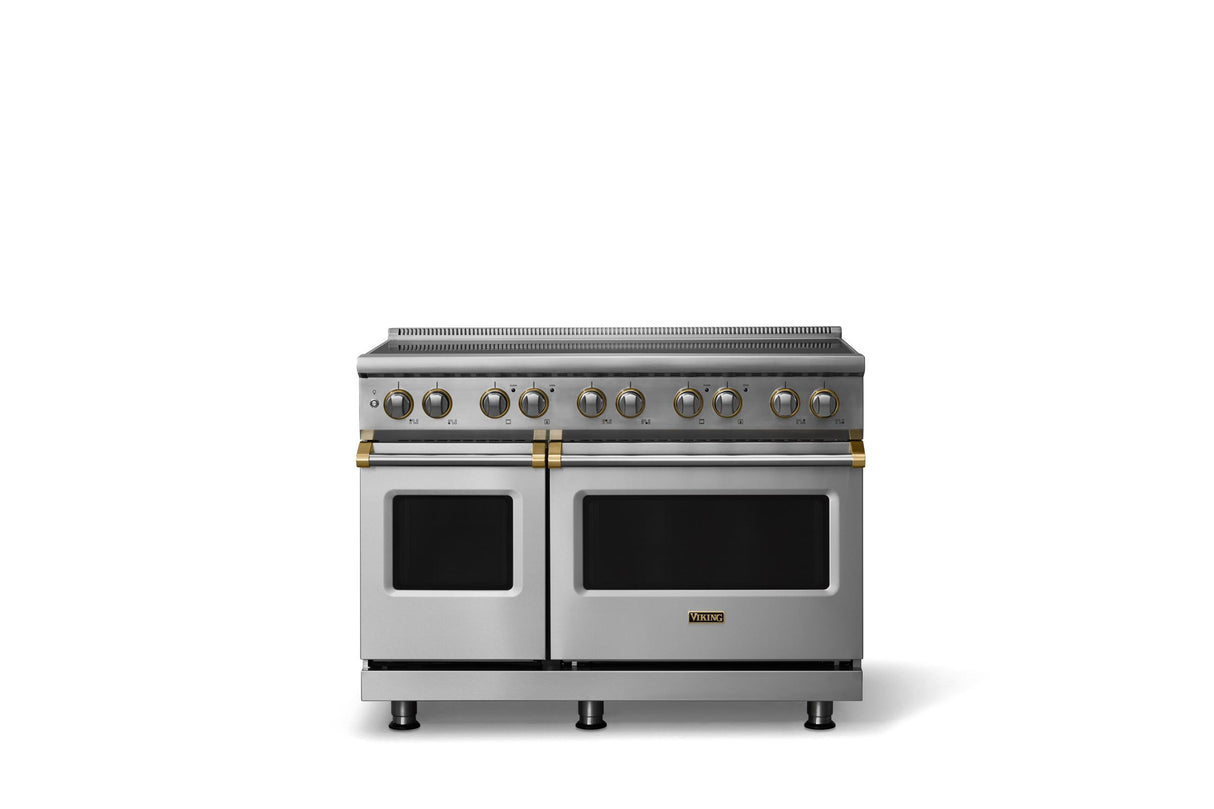 48"W. Induction Range (Finish: Stainless Steel, Trim: Brushed Brass)