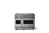 48"W. Induction Range (Finish: Stainless Steel, Trim: Brushed Brass)