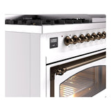 ILVE UN48FNMPRAB Nostalgie II Noblesse 48 inch Dual Fuel Range (8 Sealed Burners + Griddle, Natural Gas, Triple Glass Door, RAL, Burnished)