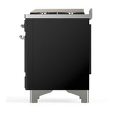 ILVE UM36FNR3BKCLP Majestic III 36 inch Dual Fuel Range with 6 Black Brass Burners and Griddle, Dual Function Burner up to 25,000 BTU (Triple Glass Door, Glossy Black, Chrome, Liquid Propane)