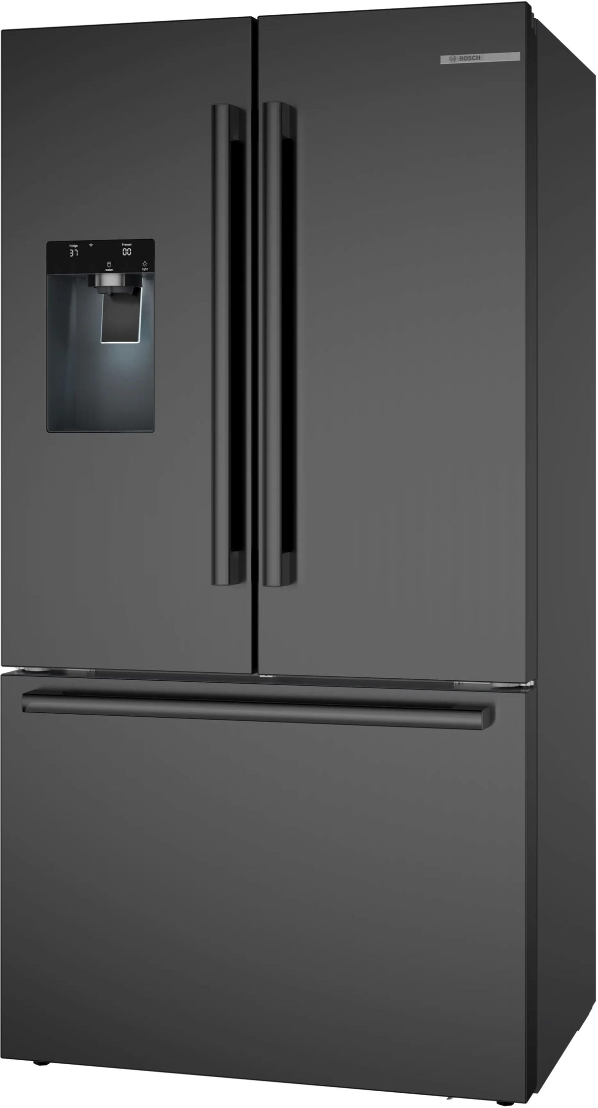 500 Series French Door Bottom Mount Refrigerator 36" Black Stainless Steel, Total No Frost