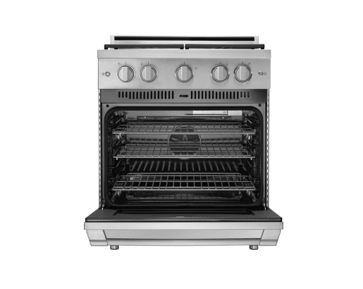 30" Gas Range, Silver Stainless Steel, Natural Gas