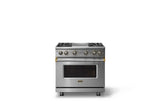 36"W. Sealed Burner Gas Range (Burner: 4g, Finish: Stainless Steel, Trim: Brushed Brass, Fuel: Natural Gas)