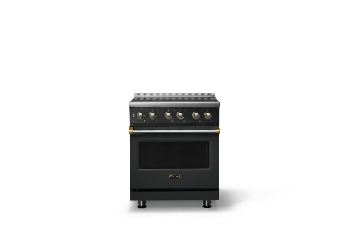 30"W. Induction Range (Finish: Antique Bronze, Trim: Brushed Brass)