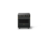 30"W. Induction Range (Finish: Antique Bronze, Trim: Brushed Brass)