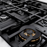 ZLINE 36 in. 5.2 cu. ft. Classic Dual Fuel Range with 6 Burner Gas Cooktop and Electric Convection Oven in DuraSnow' Stainless Steel with Black Matte Door (CDRS-BLM-36)