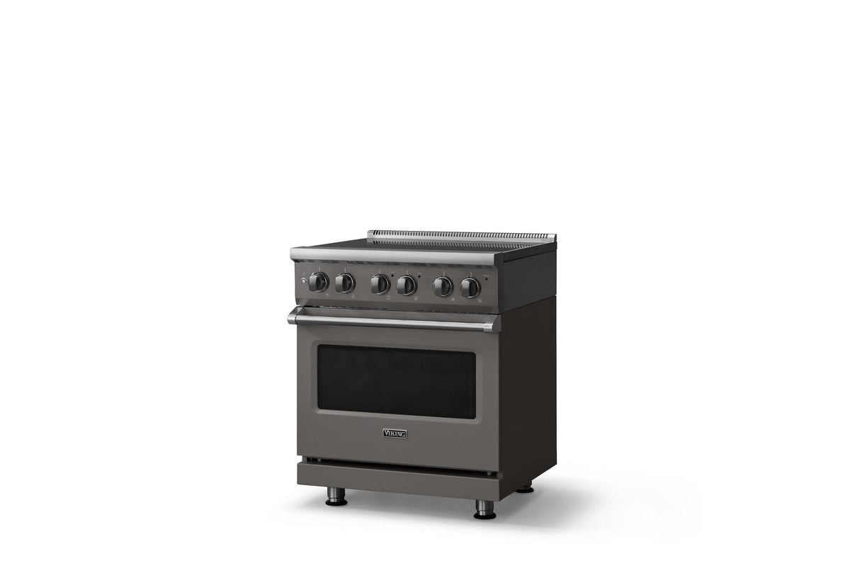 30"W. Electric Range (Finish: Damascus Gray, Trim: Polished Chrome)