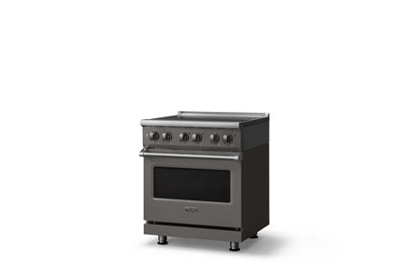 30"W. Electric Range (Finish: Damascus Gray, Trim: Polished Chrome)