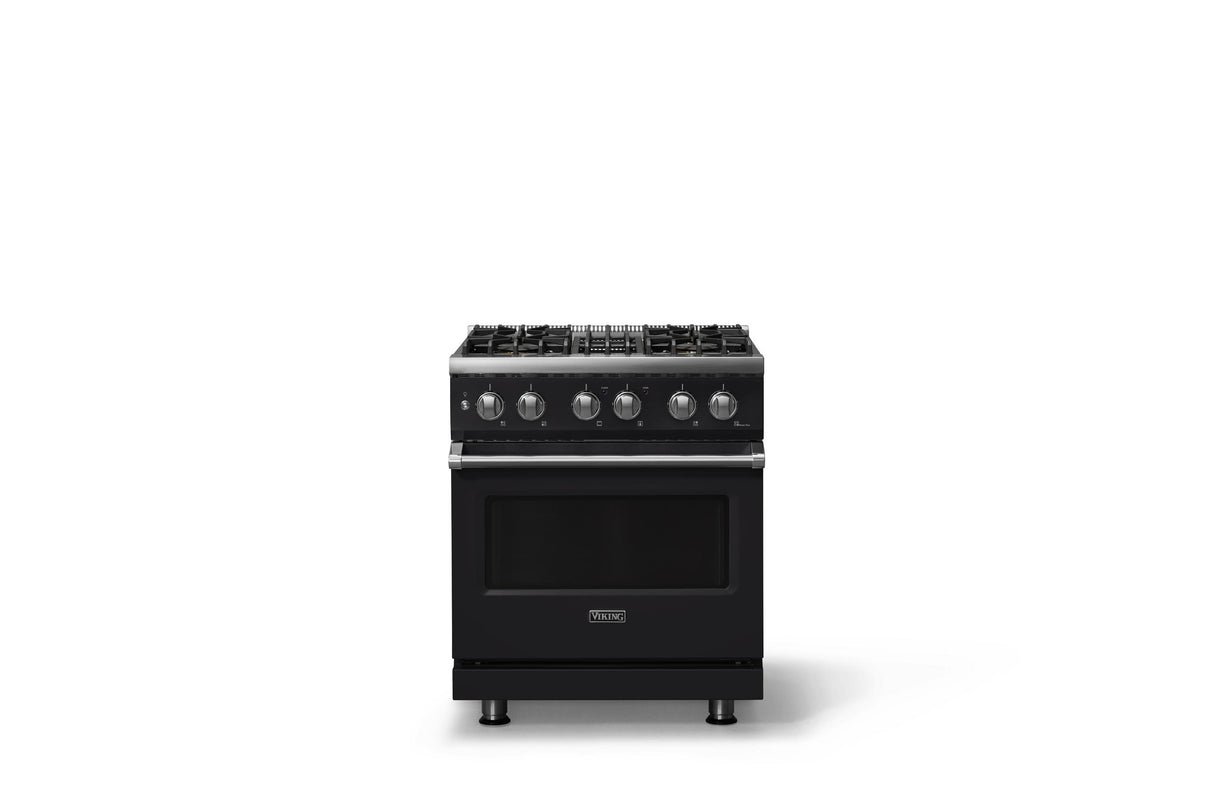30"W. Dual Fuel Range (Finish: Onyx, Trim: Polished Chrome, Fuel: Propane)