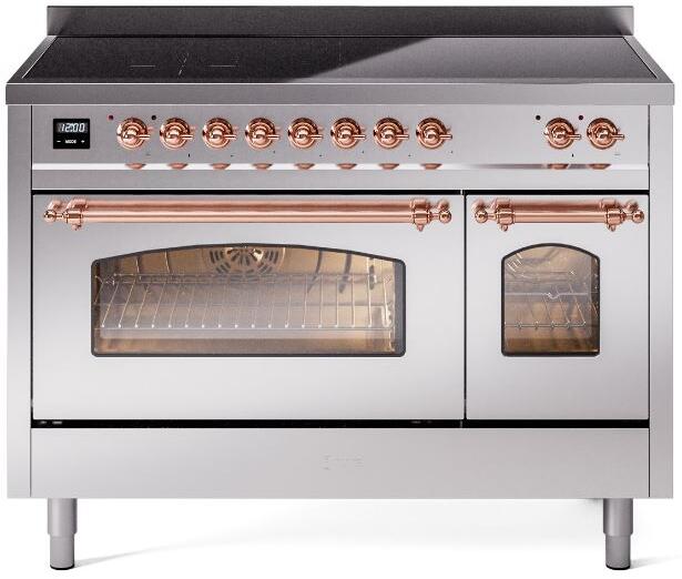 Nostalgie II 48 Inch Electric Freestanding Range in Stainless Steel with Copper Trim