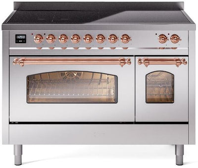 Nostalgie II 48 Inch Electric Freestanding Range in Stainless Steel with Copper Trim