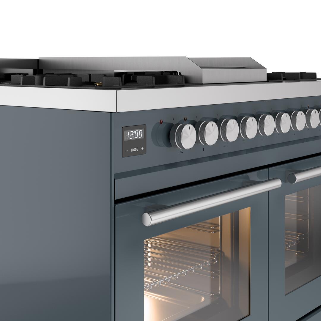 Professional Plus II 40 Inch Dual Fuel Natural Gas Freestanding Range in Blue Grey with Trim