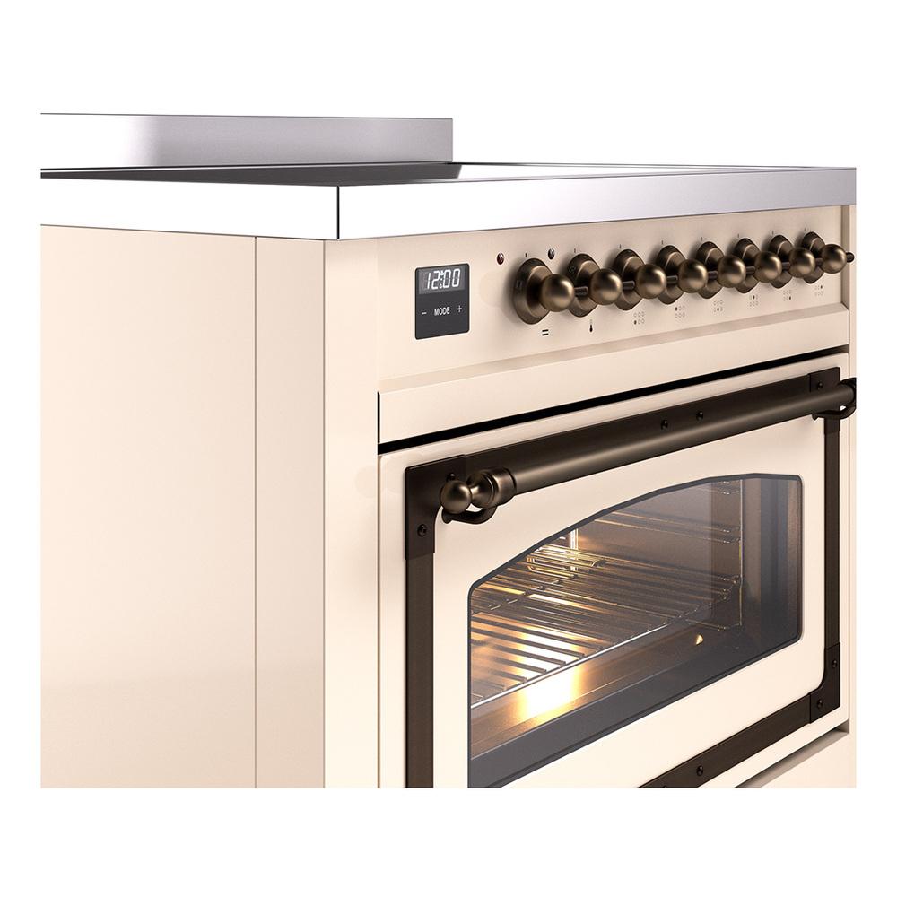 ILVE UNI366NMPAWB Nostalgie II Noblesse 36 inch Induction Range (Triple Glass Door, Antique White, Burnished)
