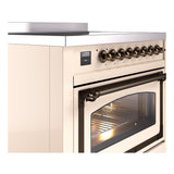 ILVE UNI366NMPAWB Nostalgie II Noblesse 36 inch Induction Range (Triple Glass Door, Antique White, Burnished)