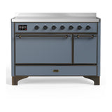 ILVE UMIB48QNR3BGB Majestic III 48 inch Induction Range with 6 Elements, 5.02 cu. ft. Total Oven Capacity (Solid Door, Blue Grey, Burnished)