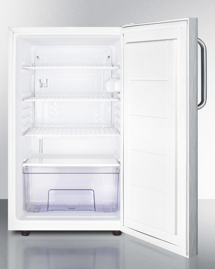 Commercially Listed ADA Compliant 20" Wide Built-in Undercounter All-refrigerator, Auto Defrost With Ss Door, Towel Bar Handle and White Cabinet