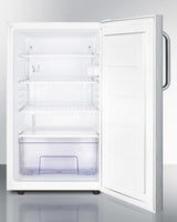 Commercially Listed ADA Compliant 20" Wide Built-in Undercounter All-refrigerator, Auto Defrost With Ss Door, Towel Bar Handle and White Cabinet