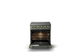 30"W. Induction Range (Finish: Eucalyptus, Trim: Brushed Brass)