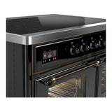 ILVE UMDIB40NR3BKB Majestic III 40 inch Induction Range with 6 Elements, 3.82 cu. ft. Total Oven Capacity (Triple Glass Door, Glossy Black, Burnished)