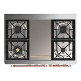 ILVE UMD40FQNR3BGPLP Majestic III 40 inch Dual Fuel Range with 6 Burners and Griddle, Dual Function Burner up to 25,000 BTU (Liquid Propane, Solid Door, Blue Grey, Copper)