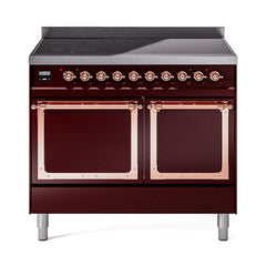 ILVE UNDI406QNMPBUP Nostalgie II Noblesse 40 inch Induction Range (Solid Door, Burgundy, Copper)