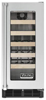 15" Undercounter Wine Cellar VWCI, Clear Glass, Right Hinge/Left Handle