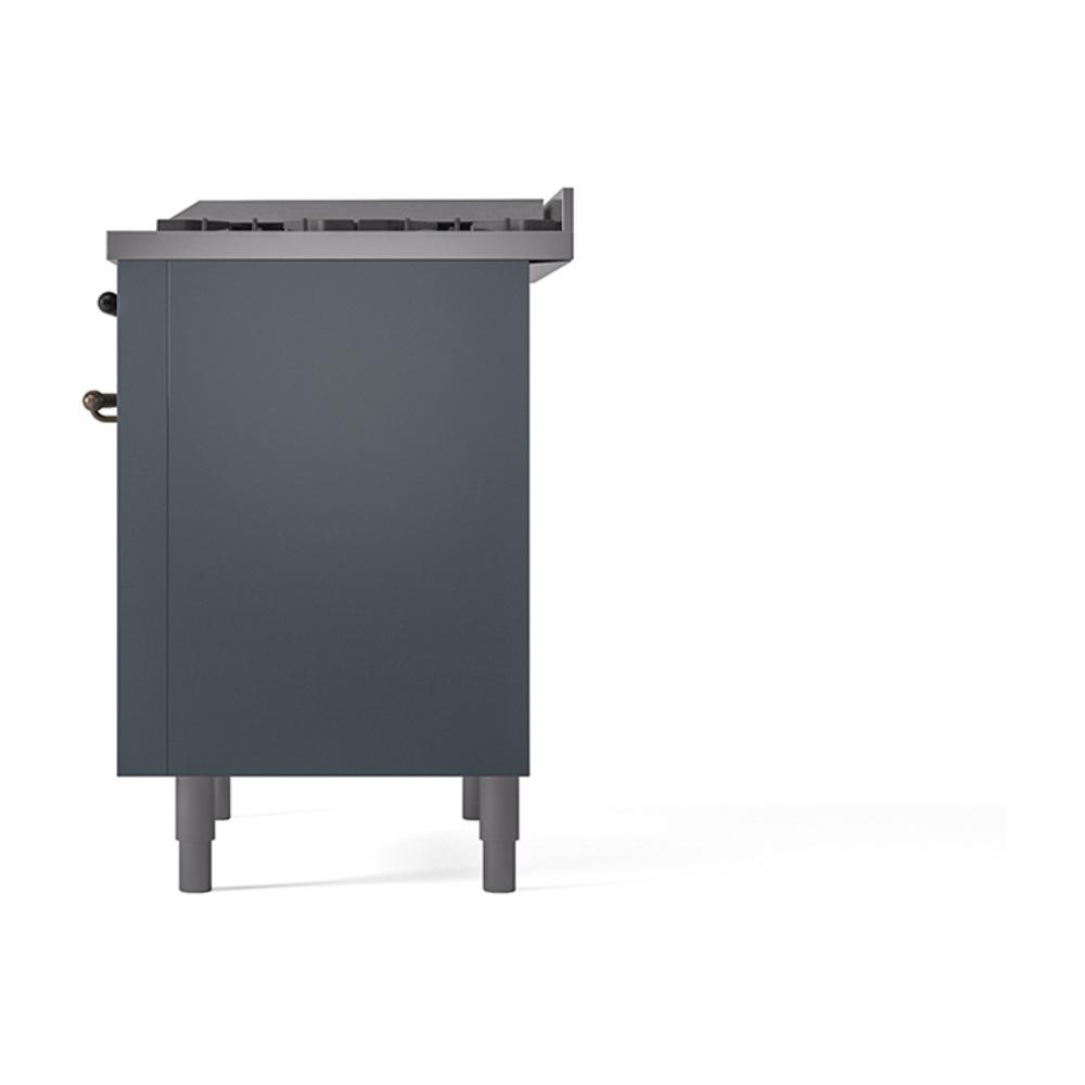 ILVE UN36FQNMPBGB Nostalgie II Noblesse 36 inch Dual Fuel Range (Natural Gas, Solid Door, Blue Grey, Burnished)