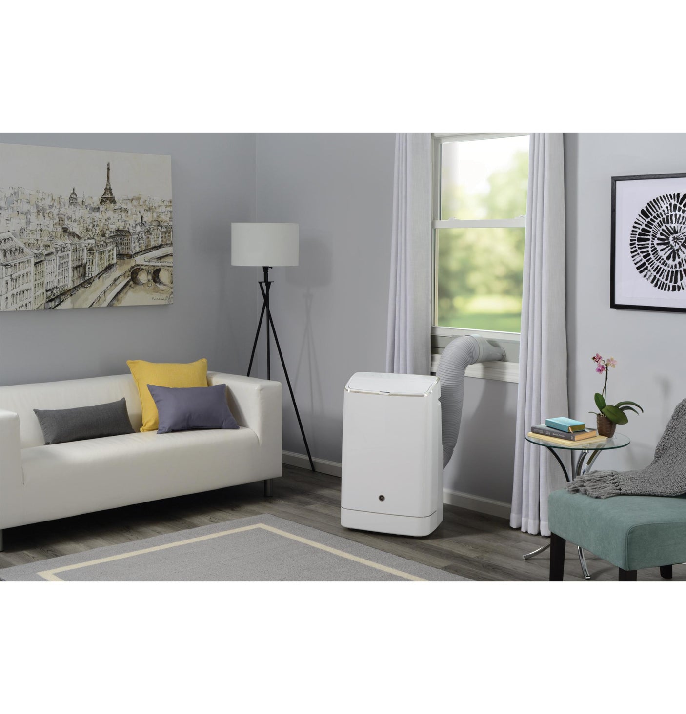 GE® 9,850 BTU SACC Smart Portable Air Conditioner for Medium Rooms up to 550 sq ft. (14,000 BTU ASHRAE)