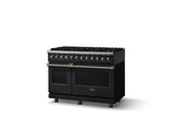 48"W. Dual Fuel Range (Burner: 8b, Finish: Onyx, Trim: Brushed Brass, Fuel: Natural Gas)