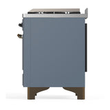 ILVE UMD40FQNR3BGB Majestic III 40 inch Dual Fuel Range with 6 Burners and Griddle, Dual Function Burner up to 25,000 BTU (Natural Gas, Solid Door, Blue Grey, Burnished)
