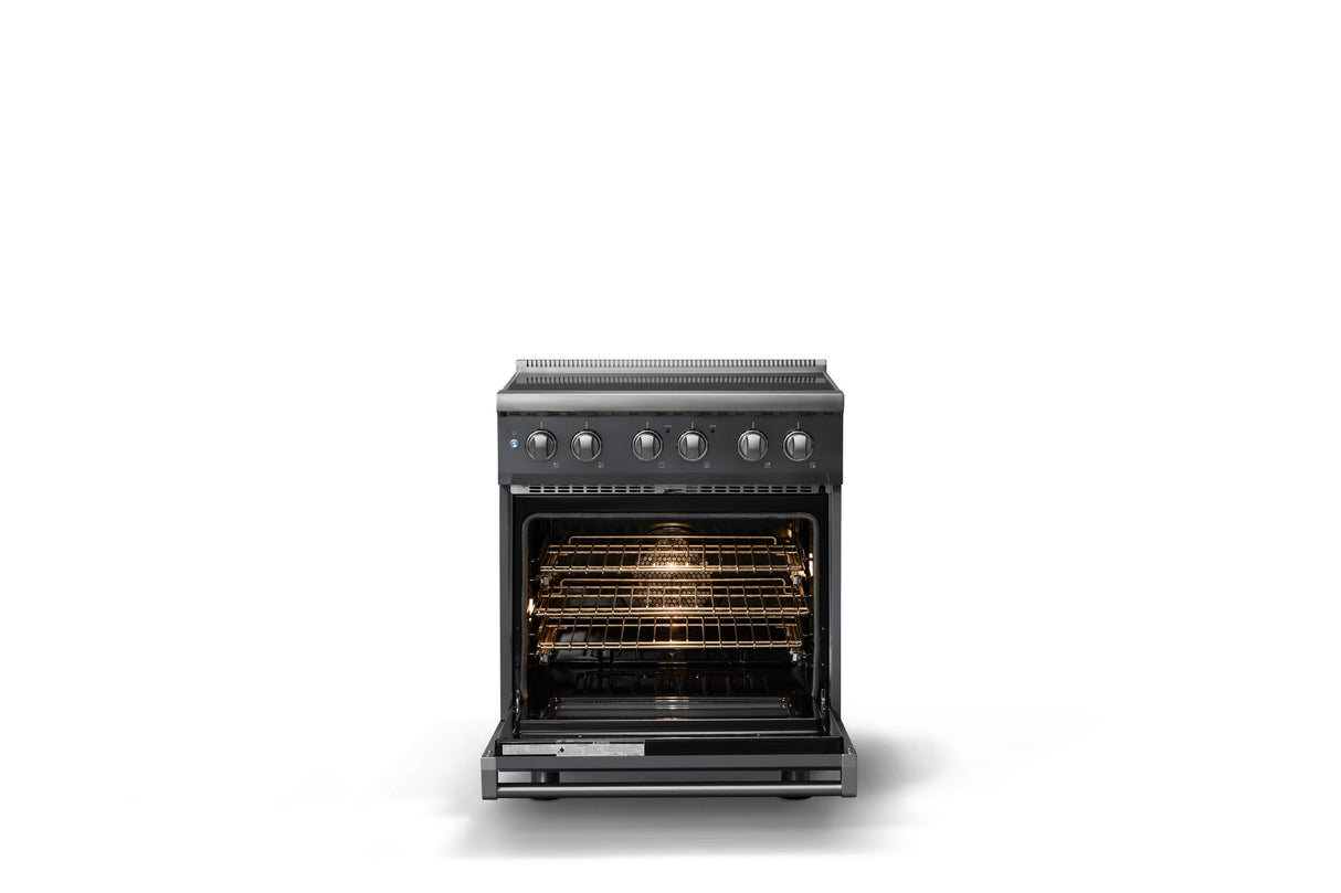 30"W. Induction Range (Finish: Cast Black, Trim: Polished Chrome)