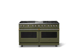 60"W.Dual Fuel Range (Finish: Martini, Trim: Brushed Brass, Fuel: Propane)