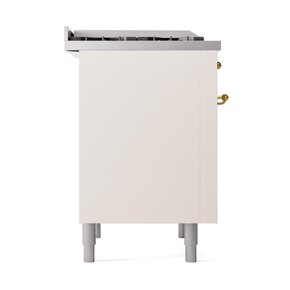 ILVE UN36FQNMPAWGLP Nostalgie II Noblesse 36 inch Dual Fuel Range (Liquid Propane, Solid Door, Antique White, Brass)