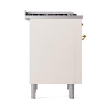 ILVE UN36FQNMPAWGLP Nostalgie II Noblesse 36 inch Dual Fuel Range (Liquid Propane, Solid Door, Antique White, Brass)
