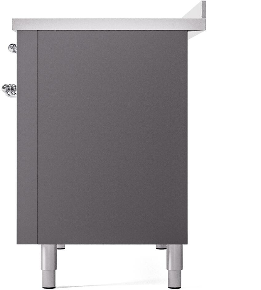 Nostalgie II 48 Inch Electric Freestanding Range in Matte Graphite with Chrome Trim