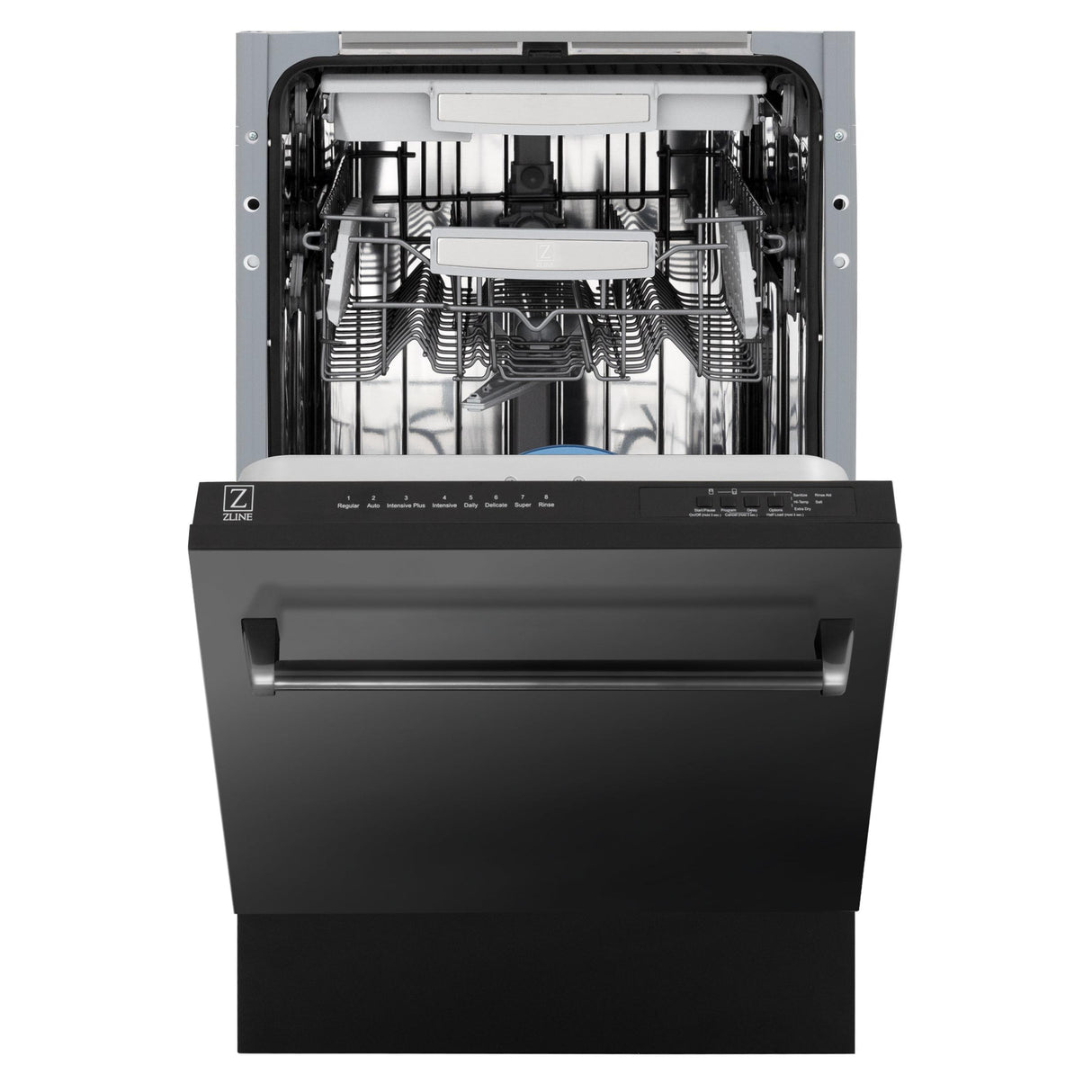 ZLINE 18" Tallac Series 3rd Rack Top Control Dishwasher with Traditional Handle, 51dBa [Color: Black Stainless Steel]
