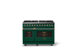 48"W. Dual Fuel Range (Burner: 8b, Finish: Ivy, Trim: Polished Chrome, Fuel: Propane)