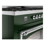 ILVE UN60FNMPEGCLP Nostalgie II Noblesse 60 inch Dual Fuel Range (9 Sealed Burners + Griddle, Liquid Propane, Triple Glass Door, Emerald Green, Chrome)