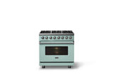 36"W. Dual Fuel Range (Burner: 6b, Finish: Splash, Trim: Polished Chrome, Fuel: Natural Gas)
