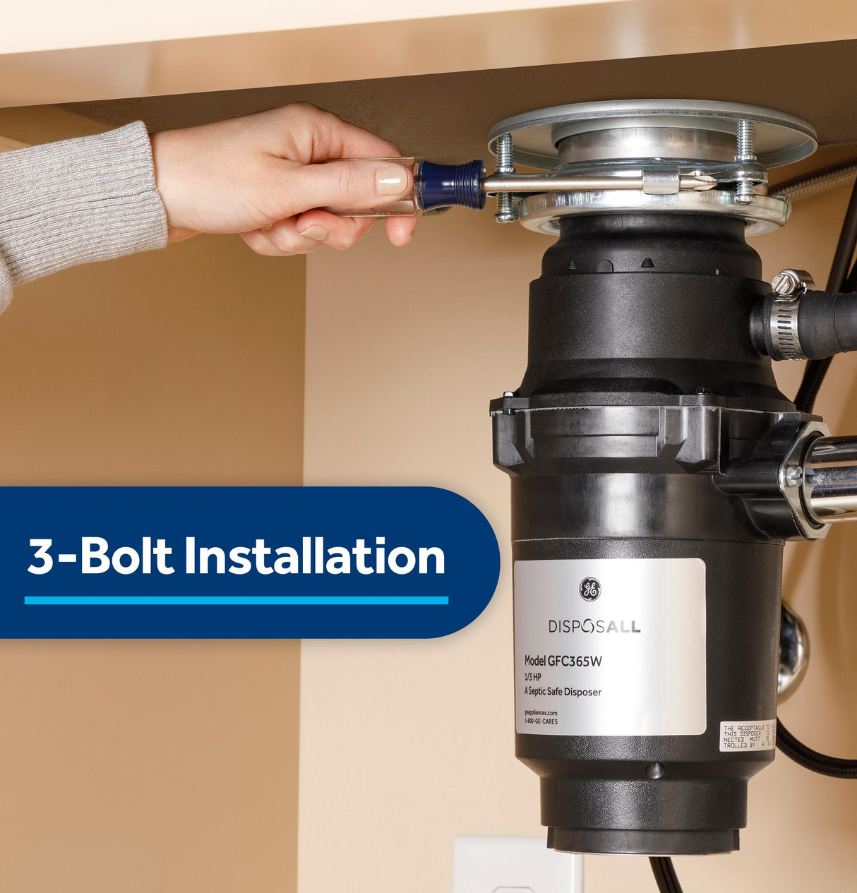 GE DISPOSALL® 1/2 HP Continuous Feed Garbage Disposer Corded